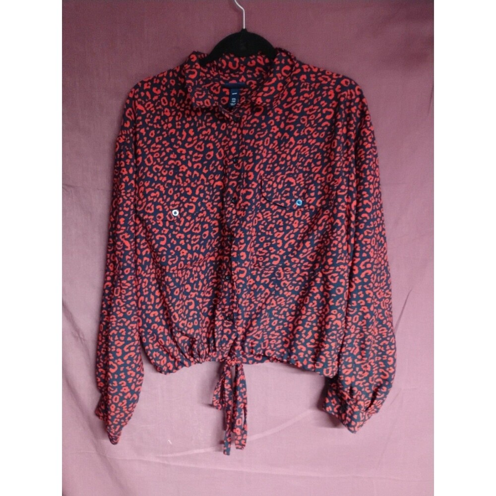 Scoop Womens blouse Red Blue Red Long Sleeve Button Up Draw String XXL (20)